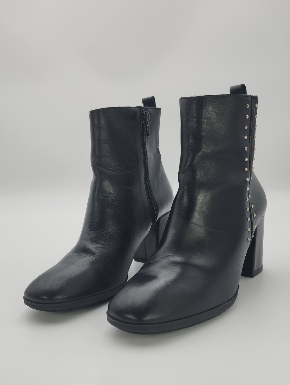 Marroqui Sanchez BLACK Leather Studded Ankle Boots Size 39